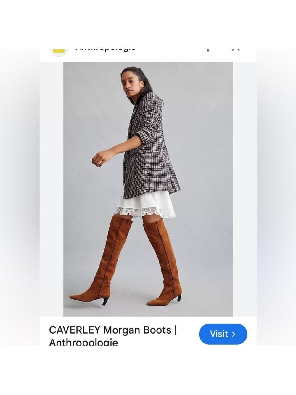 ANTHROPOLOGIE CAVERLEY  Morgan Boots Over-the-Knee Camel Suede Kitten Heel NEW